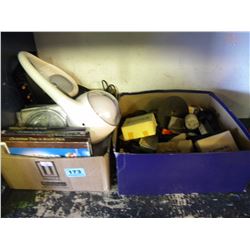 BOX OF MISC DVD'S/LIGHTS/CHARGERS/ELECTRON IC CONNECTORS