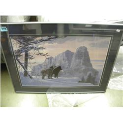 LIMITED EDITION PRINT BY ROD TRIEBERGER 2 WOLVES SIZE 30 X 22