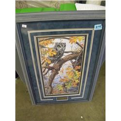 LIMITED EDITION PRINT TAPESTRY SCREECH OWL BY LEE KCHROMSHOEDER SIZE 20" X 28"