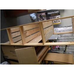 PINE STORAGE SHELF /LARGE BOX OF PIC FRAMES