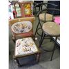 Image 1 : 2 BAR STOOLS/2 VINTAGE CHAIRS