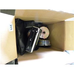 BOX OF MISC CAMERAS/CAMERA GEAR/DVD'S