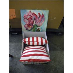 FRAMED OIL/MISC KNIVES/THROW PILLOWS/MISC