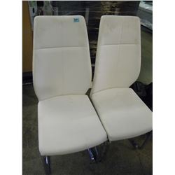 2 MATCHING WHITE LEATHER AND CHROME CHAIRS