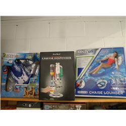 BODY GLOVE/LED LIQUOR DISPENSER/BLOW UP CHAISE LOUNGER