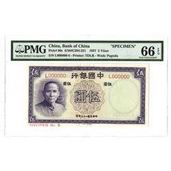 Bank of China, 1937 "TDLR" Issue Specimen Banknote.