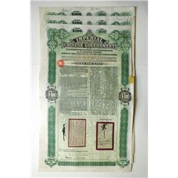 Chinese Imperial Railway: Tientsin-Pukow, 1911 Issued Trio of Bonds