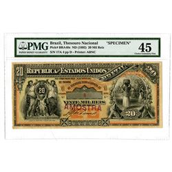 Republica Dos Estados Unidos Do Brazil, ND (1882) Estampa 8A Specimen Banknote.