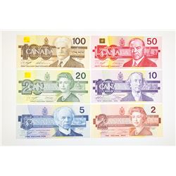 Bank of Canada, 1986-1991, Set of 6 "Birds of Canada Series" Notes