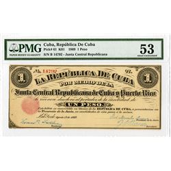 La Republica De Cuba, 1869 Junta Central Republicano Cuba y Puerto Rico Banknote.