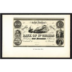 Bank of St. Thomas. Reprint Issue Proof (Reprinted 1900-1915 from Original Plates).