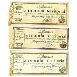 Promesses De Mandats Territoriaux, 1796 Issue Trio.