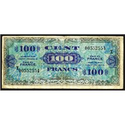 France. World War II Allied Military Currency. 100 Franc Replacement note.