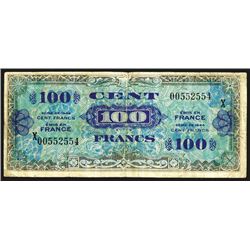 France. World War II Allied Military Currency. 100 Franc Replacement note.