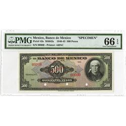 Banco De Mexico, 1940-43 Specimen Banknote.