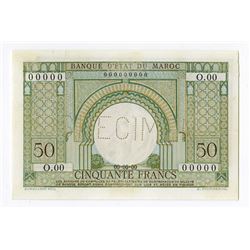 Banque d'Etat du Maroc, ND (ca. 1949), Specimen Note