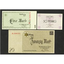 Litzmannstadt 1940 Concentration Camp-Ghetto Currency Trio.