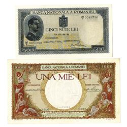 Banca Nationala a Romaniei, 1936, Pair of Issued Notes