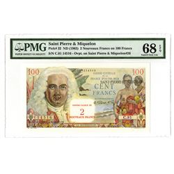 Saint Pierre & Miquelon, ND (1963) Tied with Finest Known "Nouveaus Francs" Issue Banknote.