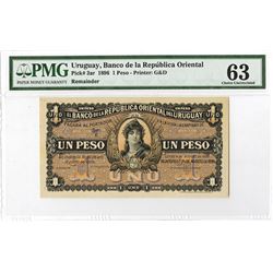 Banco De La Republica Oriental Del Uruguay, 1896 Specimen/Proof Banknote.