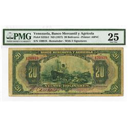 Banco Mercantil y Agricola, ND (1927) Remainder with 2 Signatures Banknote.