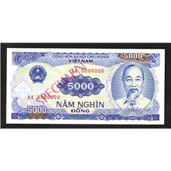 Socialist Republic of Viet Nam, 1991 (1993) Specimen Banknote.