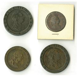 Great Britain: 1723-1797, Quartet Copper Coins