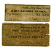 Image 1 : James Gardner, Bankers, November 1862 Obsolete Scrip Note Pair.