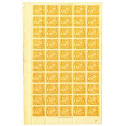 Republic of Hawaii, 1894, Sheet of 50, Mint, U.H, OG with 2 Inscription Blocks.