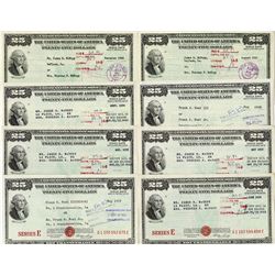 Series E., U.S. Savings Bonds, ca. 1953-1955 Assortment, all from Louisiana.