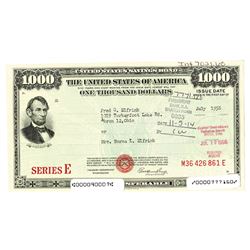 Series E., U.S. Savings Bond, 1956, Issued Bond.