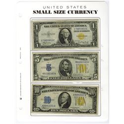 U.S. Silver Certificates, Lot of 3 different North Africa, 1935 A, $1; $5 and $10 Issued Banknotes.