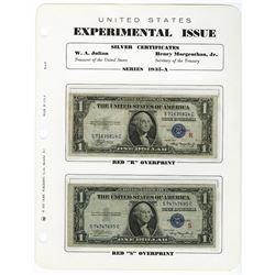 U.S. "R" and "S" 1935 A, Experimental Banknote Pair.