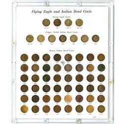 Flying Eagle and Indian Head Penny Nearly Complete Collection, Mostly Circulated.
