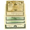 Image 1 : Assortment of Banking Stock Certificates, ca.1850-1960 Issued Stock Certificates, 5 Pieces