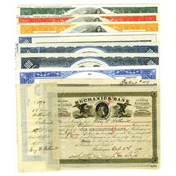 Group of Various Banking Related Stock and Bond Certificates, ca.1880-2003