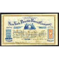 New York Flexible Barrel Co. 1865 Stock Certificate.