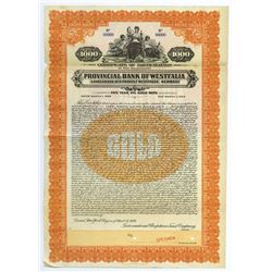 Provincial Bank of Westfalia Germany, 1928 Specimen Bond