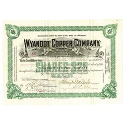 Wyandot Copper Co., 1899 Issued Stock Certificate