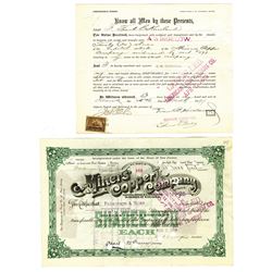 Miners' Copper Co., 1899 Issued Stock Certificate