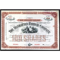 Manhattan Railway Co. 190x. Specimen Stock Certificate.