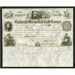 Cincinnati and Chicago Rail Road Co., 1855 Issued Stock Certificate.