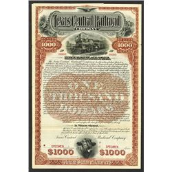Texas Central Railroad Company Specimen Bond