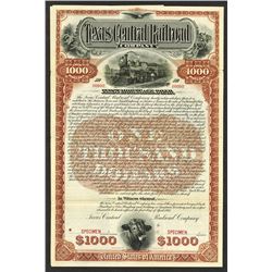 Texas Central Railroad Company Specimen Bond