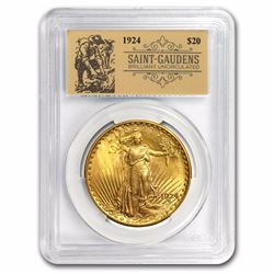 1924 $20 Saint-Gaudens Double Eagle BU PCGS (Rare Prospector Label)