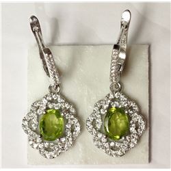 #4-STERLING SILVER PERIDOT EARRINGS