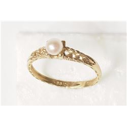 #5-10KT YELLOW GOLD FRESHWATER PEARL RING