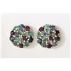 Image 1 : #7-STERLING SILVER RUBY AND EMERALD STUD