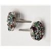 Image 2 : #7-STERLING SILVER RUBY AND EMERALD STUD