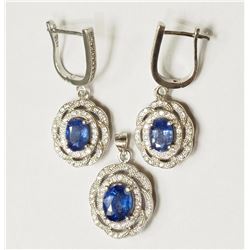 #9-STERLING SILVER SAPPHIRE WITH CRYSTAL